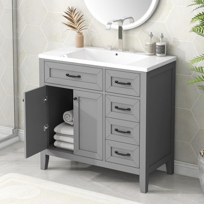 24 Bathroom Vanity With Top Sink And 2 Drawers, Blue - Modernluxe : Target