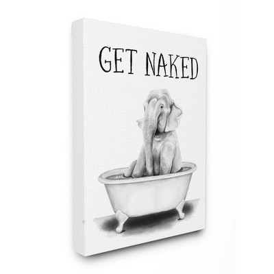 Stupell Industries Elephant Bathroom Humor Get Naked Phrase Animal Tub