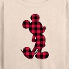 Women's - Disney - Mickey Mouse Buffalo Plaid Silhouette Lightweight French Terry Wide Neck Long Sleeve Shirt - 2 of 4