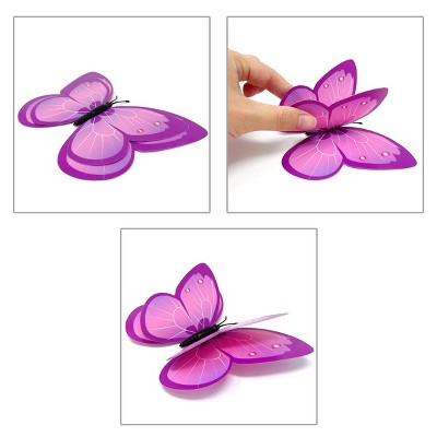 Yellow 3D Double Wings Butterfly Wall Decor Stickers Set