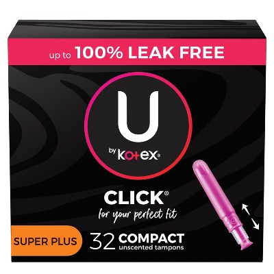 U By Kotex Click Compact Unscented Tampons - Super Plus - 32ct : Target