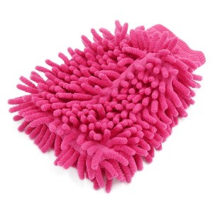 Unique Bargains Car Vehicle Cleaning Microfiber Chenille Mitten Glove Brush Cleaner 7.4" x 6.3" x 0.4" Fuchsia 1 Pc - 1 of 3