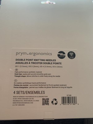 Prym 6 Ergonomic Double Point Knitting Needles, Carbon, 4mm