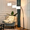 HOMCOM Arc Floor Lamp with 3 Hanging Drum Shape Lampshade, Flexible Steel Pole and Marble Round Base, Black/White - 3 of 4