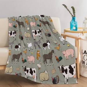 SEVOBAL Baby Blankets Various Animals Flannel Blankets Animal Blankets Throw Blanket Super Soft Lightweight Animal Blanket, Gray, 60"*80"*0.25" - 1 of 4