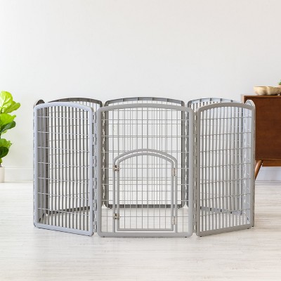 Silver 34"H Plastic 8-Panel Pet Playpen with Door