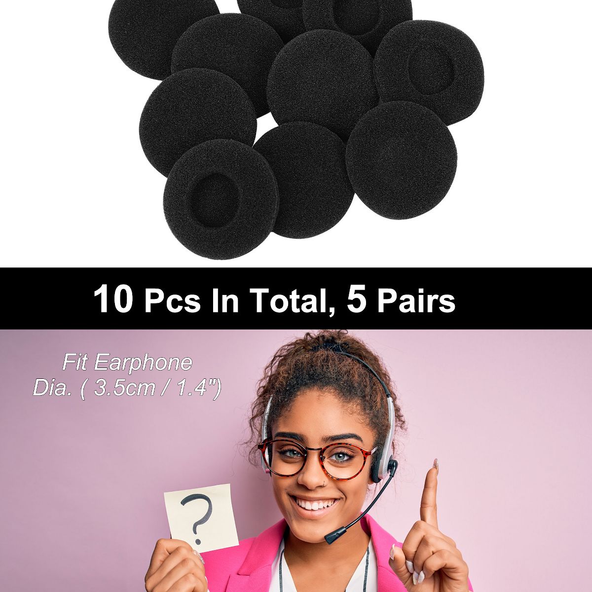 Unique Bargains uxcell Headphone Earpad 3.5cm, Black 10 Pcs - thumbnail 6