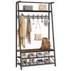 Coat and Shoe Rack, Coat Stand with Shoe Storage Bench, Wood and Metal Frame, with Hooks, a Clothes Rail, for Hallway, Entrance, Bathroom - 3 of 4