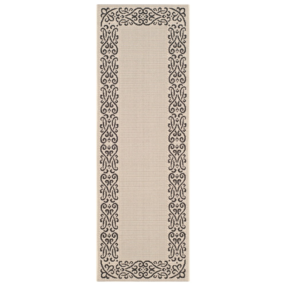 2'3inX10' Runner Bari Outdoor Patio Rug Sand/Black - Safavieh