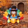 KRISRATE 6FT Thanksgiving Inflatables Turkey Decorations with Hat & Colorful Tail, Built-in LED Lights Blow up Turkey Inflatable Fall Holiday - 3 of 4