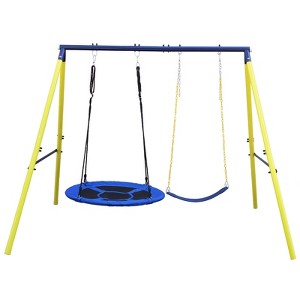 2 Seat Swing Set With Safety Belt For Backyard Swing Seat U-Shape Seat Swing For Indoor Outdoor Playground - 1 of 4