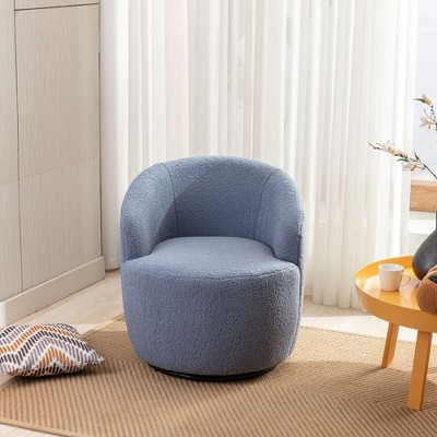 Teddy Fabric Accent Chair, Armrest Accent Single Lazy Chair, Comfy Leisure Chairs With Black Powder Coating Metal Ring