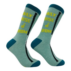 Crazy Dog Men's Daily Dose Of Iron Socks Funny Sarcastic Golf Graphic Novelty Footwear for Men - 1 of 4
