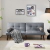 NicBex 65.7 Inch Linen Convertible Sofa Bed Futon with 2 Rolled Accent Pillows for Living Room,Office,Apartment,Small Space,Gray - 2 of 4