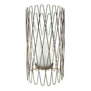Geometric Iron Candle Holder with Glass Hurricane - 1 of 2