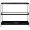 vidaXL Shelf Transparent and Black Marble Tempered Glass, Powder-Coated Iron - 3 of 4