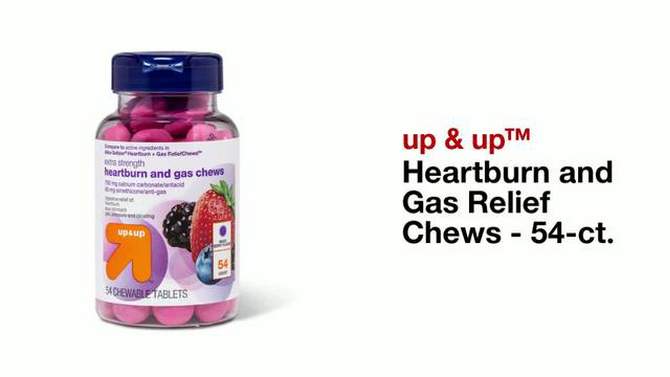 Heartburn and Gas Relief Chews - 54ct - up &#38; up&#8482;, 2 of 5, play video