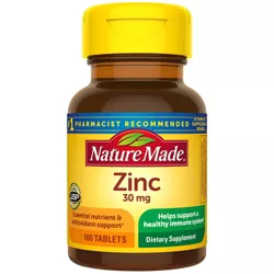 Nature Made Zinc 30mg Dietary Supplement Tablets for Antioxidant and Immune Support - 100ct