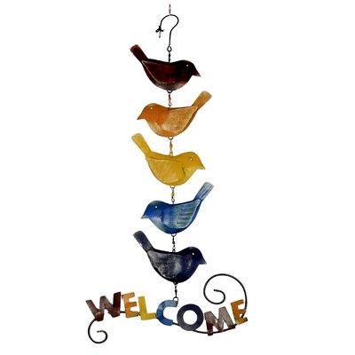 Home & Garden 21.0" Rainbow Birds Welcome Hanger Handmade Accent Gold Crest Distributing  -  Wall Sign Panels