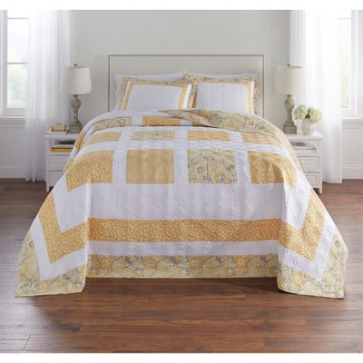 BrylaneHome Dahlia Bedspread - Twin, Yellow