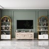 Arched Bookshelf, 4-Tier Arched Bookcase with Doors Storage, 71.5" Tall Industrial Book Shelf with Studry Metal Frame and Open Shelves - 2 of 4