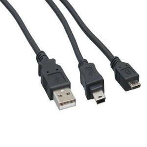 SANOXY Cables and Adapters; 5ft USB 2.0 A Male to Mini-B 5-pin + Micro-B 5-pin Charging Cable - 1 of 3