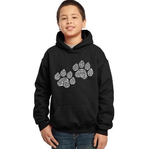 LA Pop Art Boy's Word Art Hooded Sweatshirt - Woof Paw Prints - 1 of 4