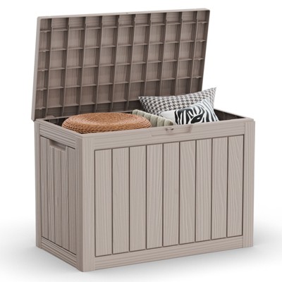 FURNIinspire Deck Boxes, Portable Storage Box with Waterproof and Weather-resistant for Furniture Cushions Garden Tools, Brown, 30.7"*17.1"*22"