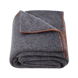 VEVOR Wool Camping Blanket, Large Warm Stadium Blanket, Waterproof & Windproof, Flame Retardant, 64" x 88" (80% Wool), Light Grey - 1 of 4
