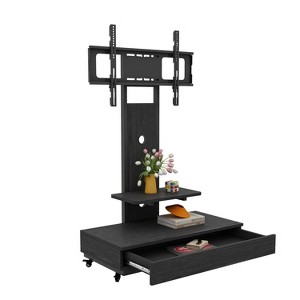 KTMBDW TV Stand with Push-Pull Drawer, Mobile TV Cart for 32-75 inches, Floor TV Stand with Mount on Lockable Wheels for Living Room, Bedroom, Offices - 1 of 4