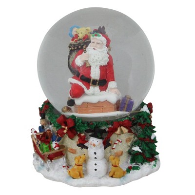 BESTPYSANKY Pallina Di Vetro Musicale – Babbo Natale Che Scende Dal Camino, 15 Cm