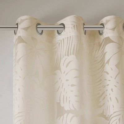 Maui Tan Palm Leaf Sheer Grommet Window Panel
