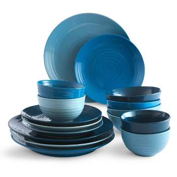 16pc Stoneware Siterra Dinnerware Set Blue - Sango