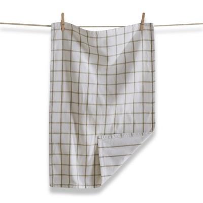 TAG Classic Reversible Double Cloth White Windowpane Cotton Machine Washable Kitchen Dishtowel 26L x 18W in. Decoration Decor