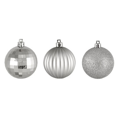 Northlight 100ct Shatterproof 3-Finish Christmas Ball Ornament Set 2.5" - Silver