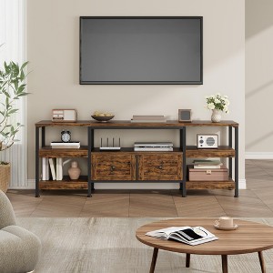 TV Cabinet with 2 Fabric Drawers & 4 Layers, Modern TV Stand with Storage Shelves, Media Console Table for TV, for Living Room, Bedroom - 1 of 4
