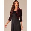 Allegra K Women's Velvet 3/4 Sleeve Open Front Ruffled Hem Back Cropped Cardigan - 4 of 4