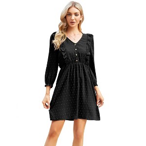 princess polly baby blue dress Live For Today Black Swiss Dot Dress – Shop the Mint main image 1