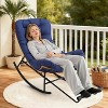 2PCS Papasan Rocking Chair with Footrest, Oversized PE Rattan Lounge Chair with Removable Cushion, for Patio & Living Room - 3 of 4