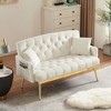 NicBex Teddy Fabric Loveseat Sofa Modern Upholstered Loveseat Couch with Metal Legs Small Tufted Sofa Couch for Bedroom,Living Room - image 4 of 4