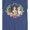 Girls' - Disney Princess - Tiana Belle and Cinderella with Florals Fitted Short Sleeve Graphic T-Shirt - 2 of 4