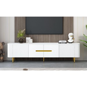 NicBex Wood TV Stand for 85 Inch TV with Metal Legs,TV Entertainment Center with 4 Spacious Cabinets,Modern TV Console Table for Living Room,White - 1 of 4