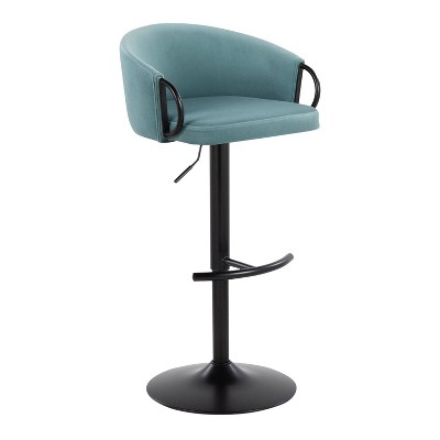 Claire Light Blue Velvet Adjustable Swivel Barstool Set