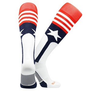 Swanq Stars and Stripes USA Flag Baseball Stirrup Knee High Socks made by TCK (S) - 1 of 1