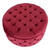 WestinTrends Round Velvet Tufted Storage Ottoman for Living Room Bedroom - 3 of 4