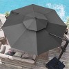 Crestlive Products 11.5'x11.5' Luxury Aluminum Frame Double Top Round Offset Cantilever Umbrella: UV-Resistant, Rustproof, Crank Tilt - 3 of 4