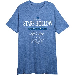 Gilmore Girls Stars Hollow Women's Blue Heather Crew Neck Short Sleeve Night Shirt - 1 of 2