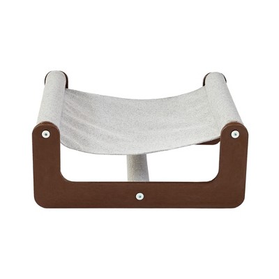 Small Dark Brown and Light Gray Wood Cat Hammock Bed