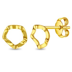 Hammered Round 14k Gold Earrings - In Season Jewelry - 1 of 3