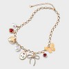 Butterflies, Hearts and Bows Chunky Charm Pendant Necklace - Wild Fable™ Gold/Red: Steel Chain, Lobster Claw Clasp, 16" Length - 3 of 4
